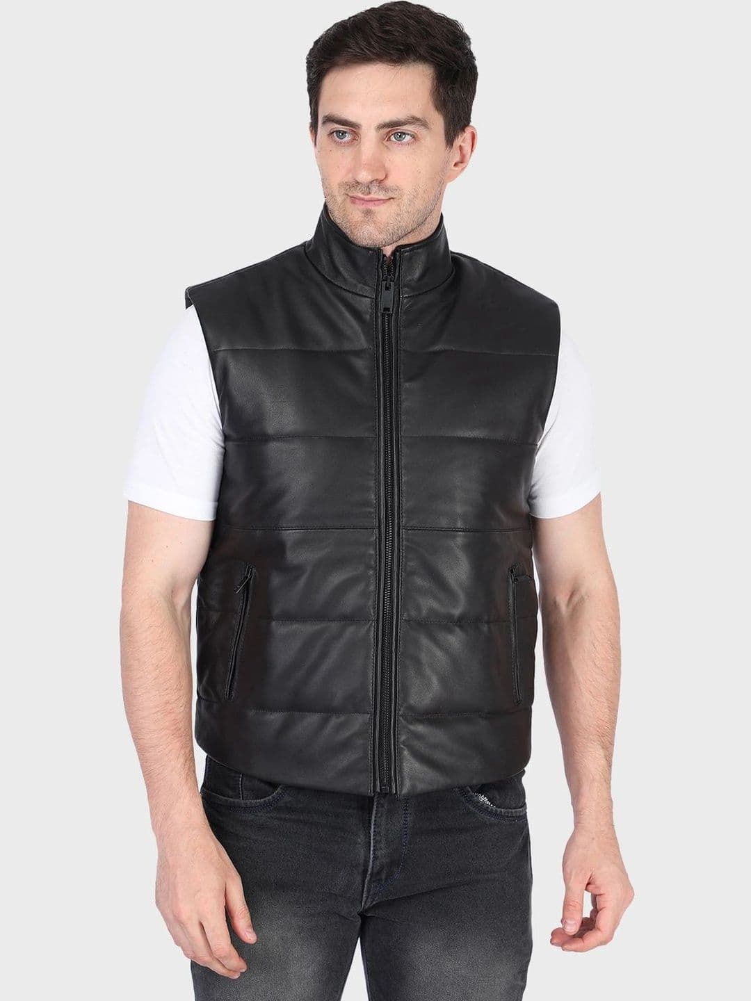 Justanned Men Leather Biker Jacket - view 1