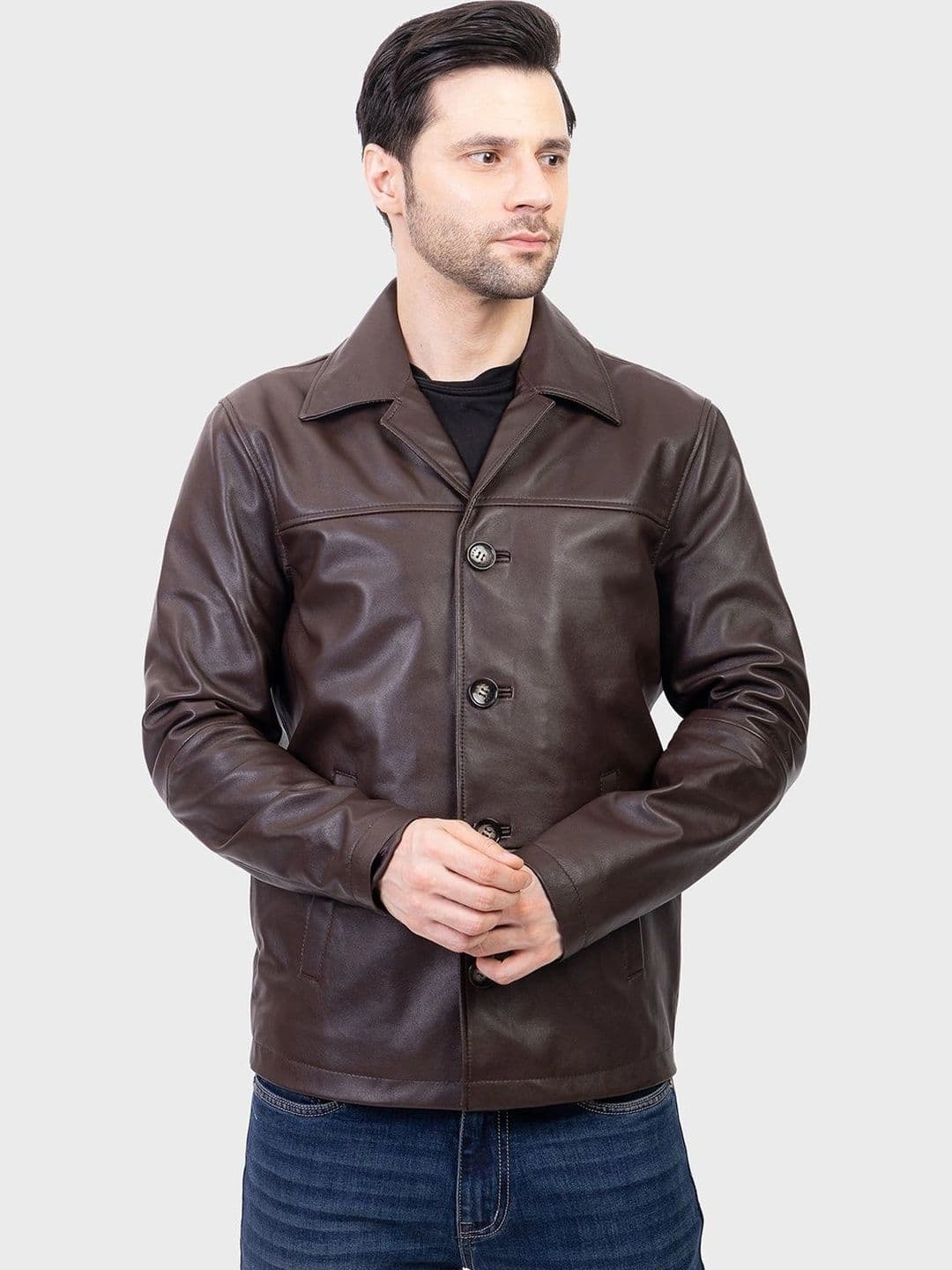 Justanned Men Leather Biker Jacket - view 1