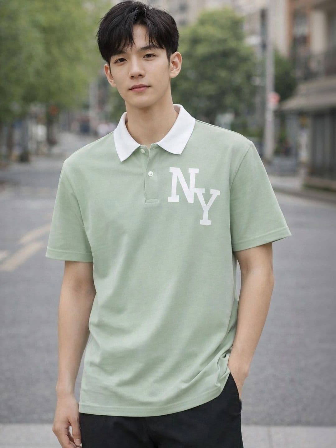 HERE&NOW Men Typography Printed Polo Collar T-shirt - view 1