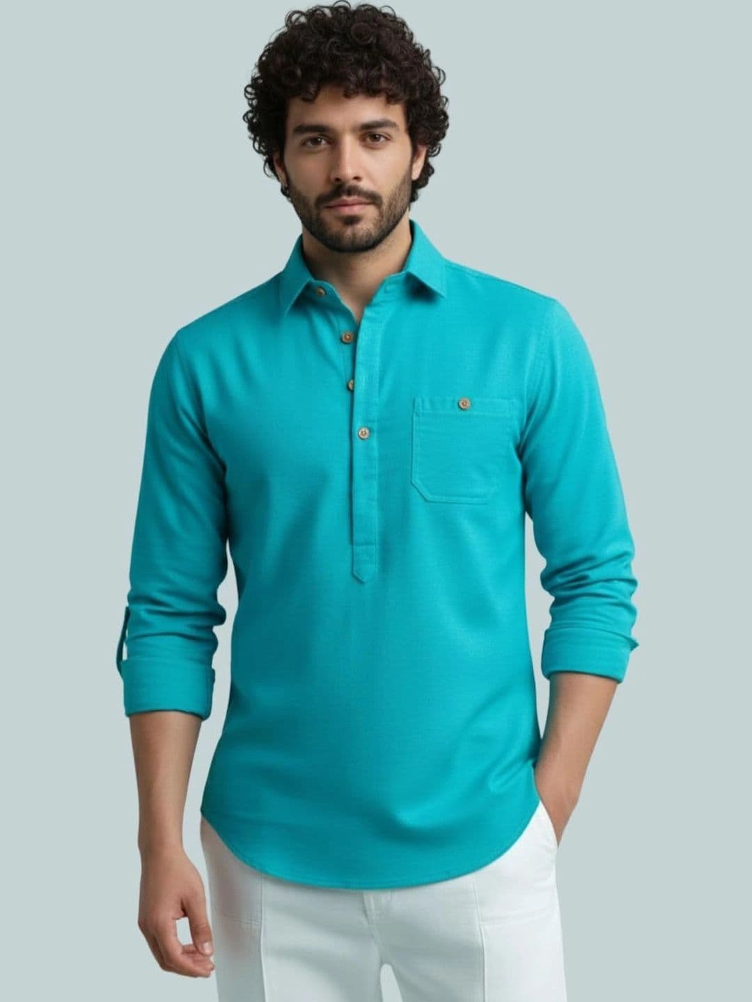 BLUE ROBED Men Kurta - view 1