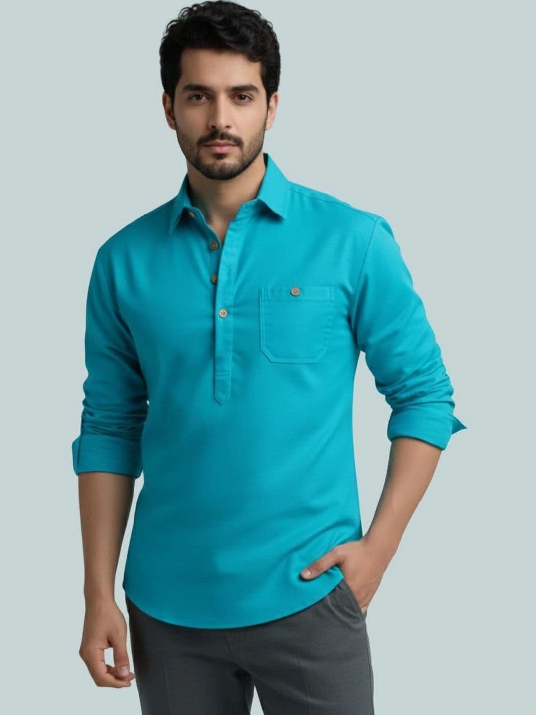 BLUE ROBED Men Kurta - view 1