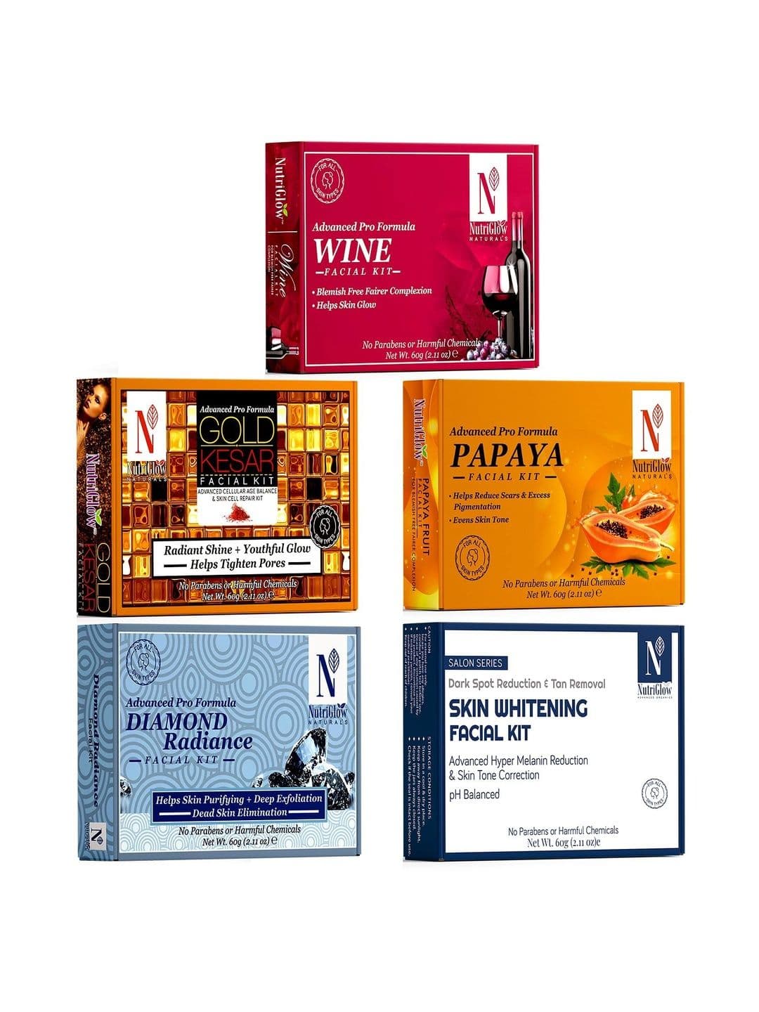 NutriGlow Unisex Set of 5 Facial Kit For Glowing Skin- Tan Removal- All Skin Types - view 1