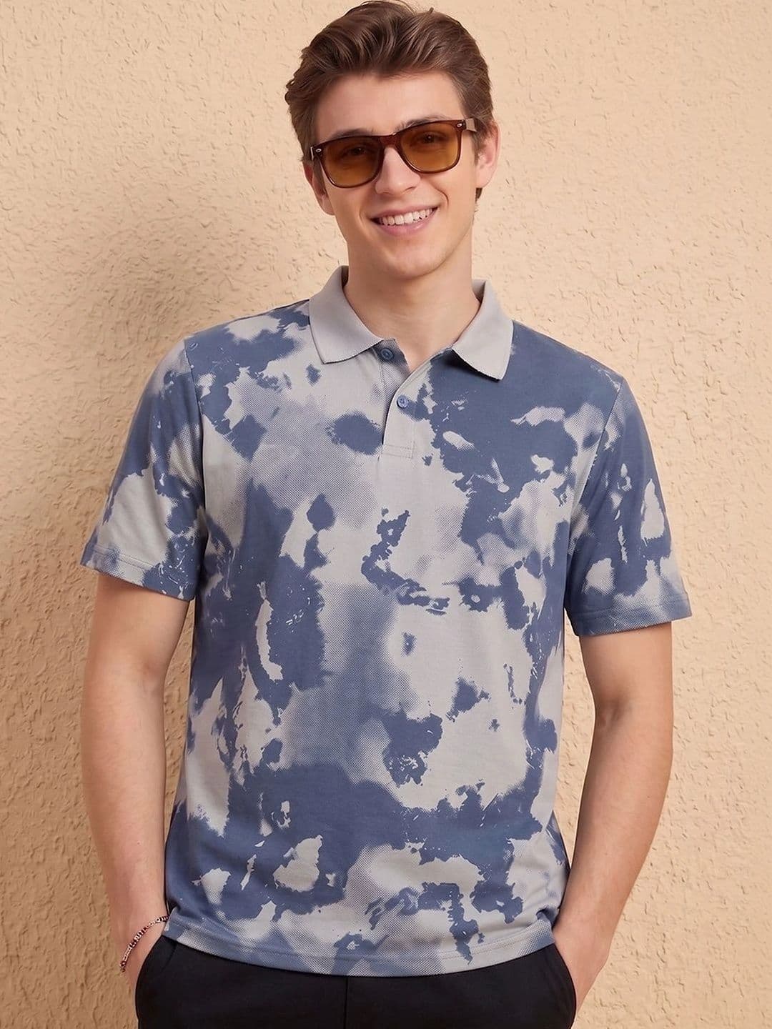 AIN6 Men Printed Polo Collar T-shirt - view 1