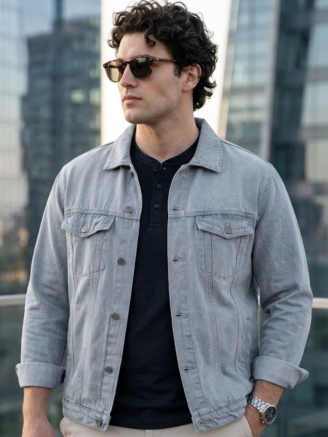 Urbano Plus Men Regular Fit Washed Full Sleeve Denim Jacket - view 1