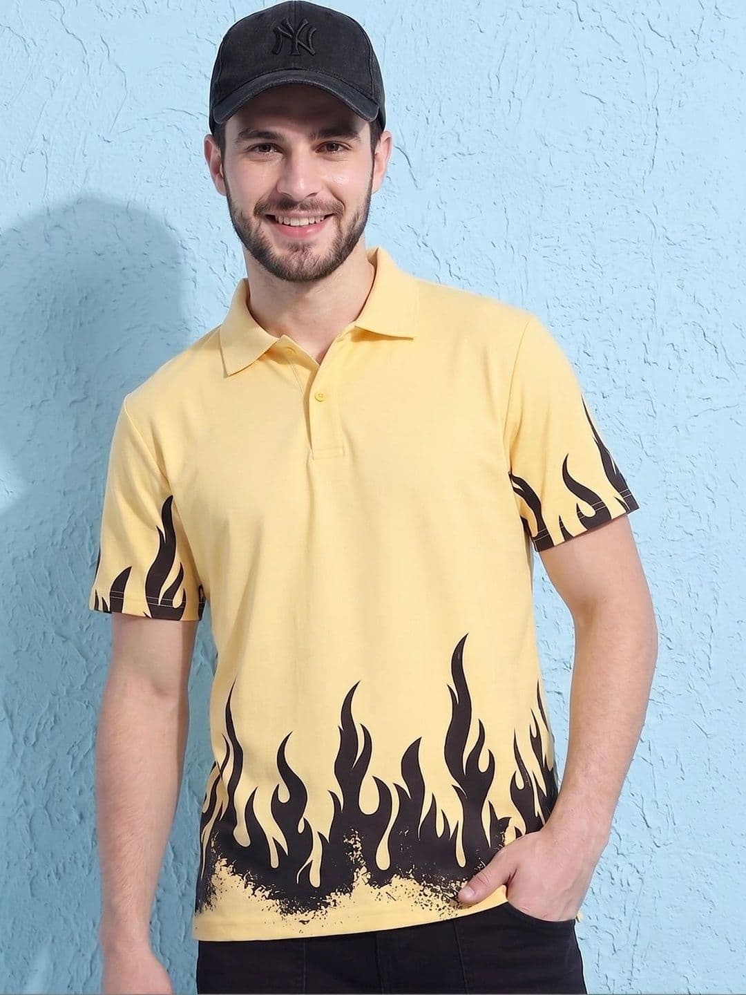 AIN6 Men Printed Polo Collar T-shirt - view 1