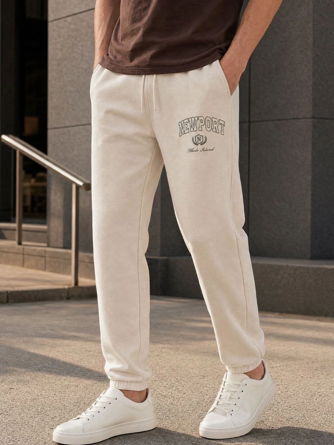 NOBERO Men Tapered Fit Typography Joggers - view 1