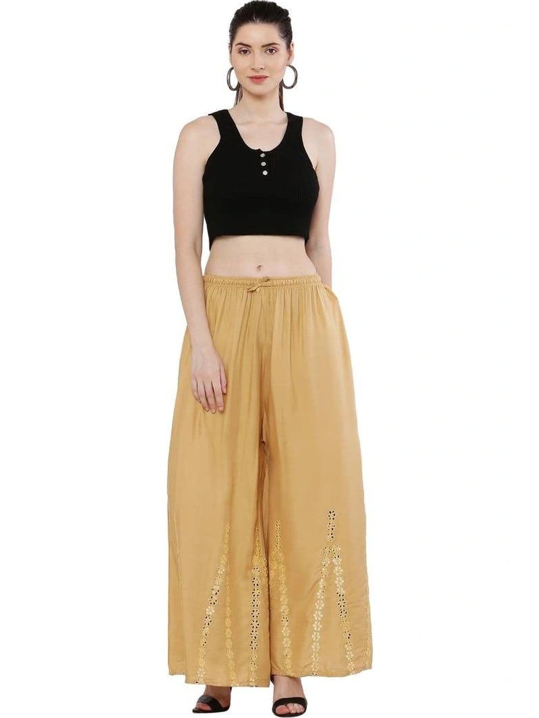OMAYA Women 2 Knitted Ethnic Palazzos - view 1