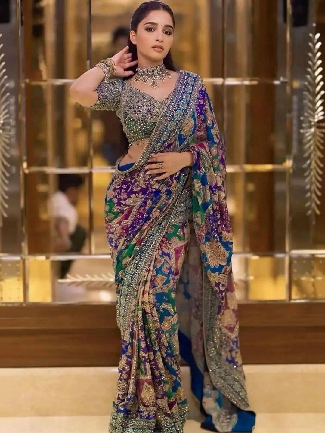 Sanwariya Silk Embellished Mirror Work Silk Blend Saree - view 1