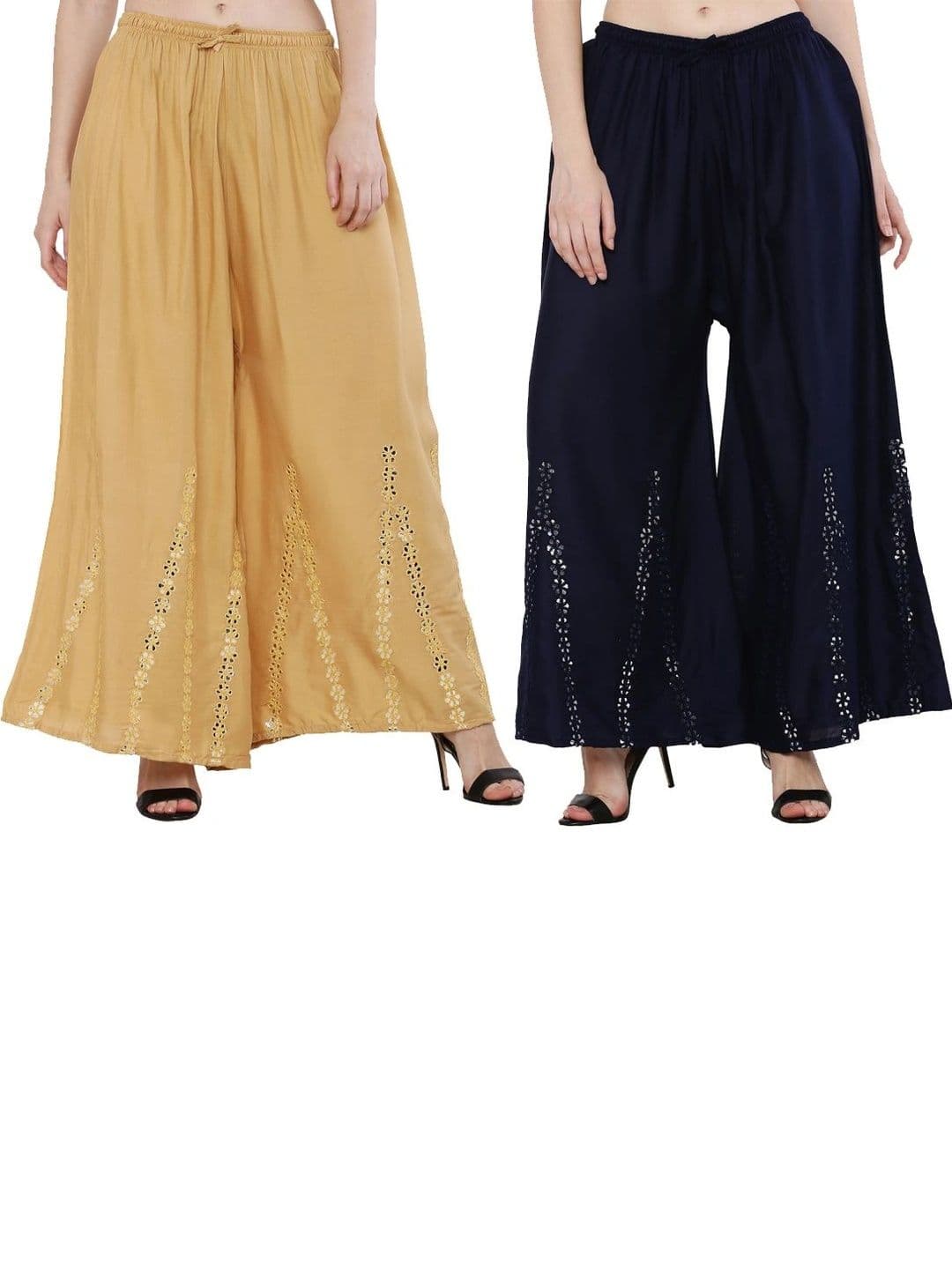 OMAYA Women 2 Knitted Palazzos - view 1