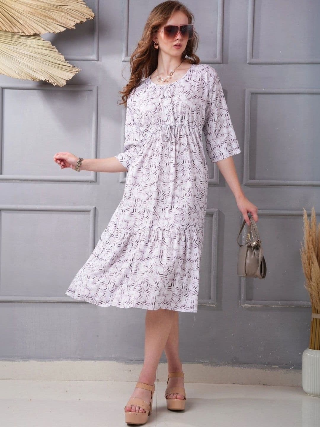 Minelli Print A-Line Midi Dress - view 1