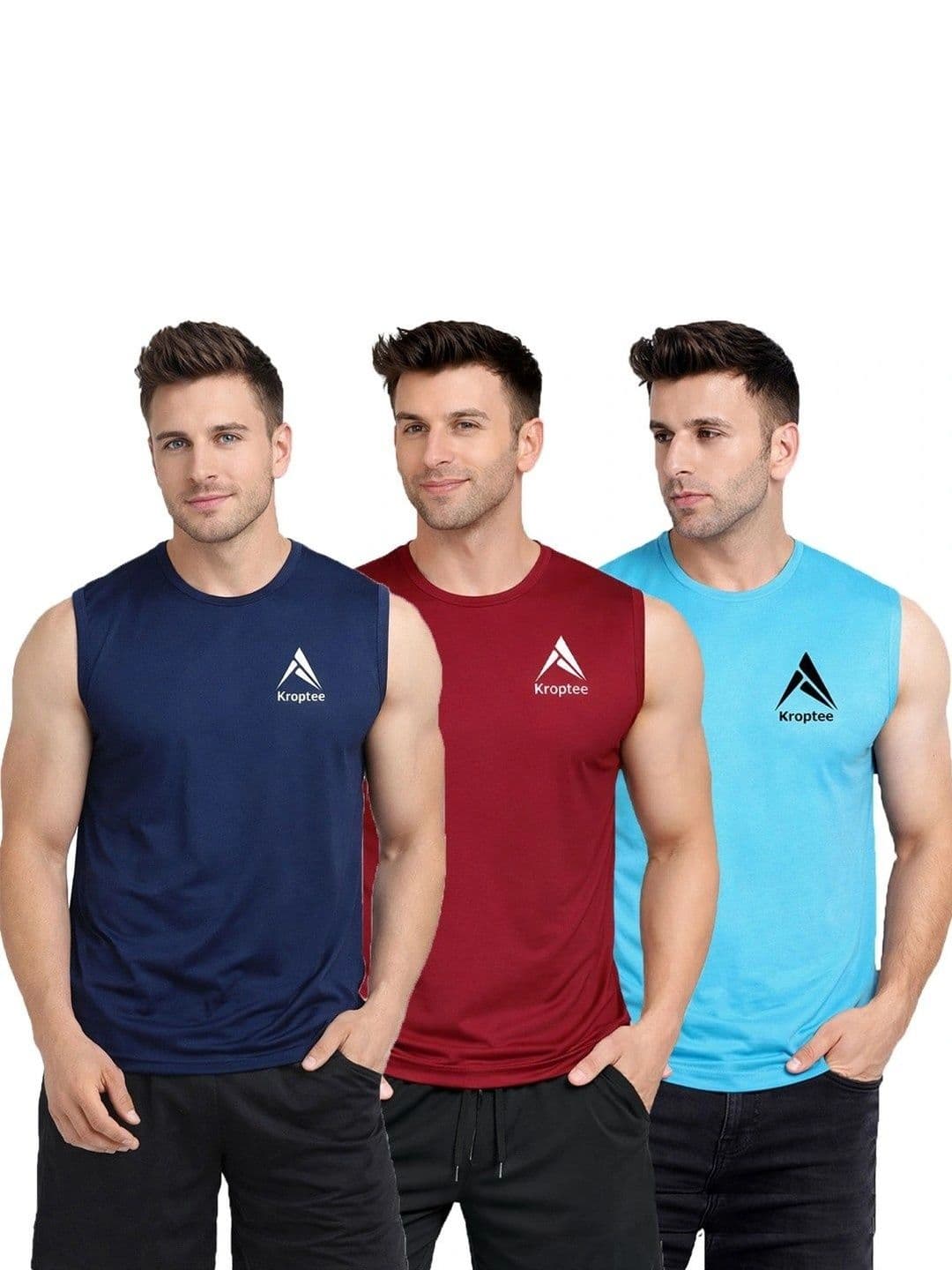 Kroptee Pack of 3 Cotton Blend Gym Vest - view 1
