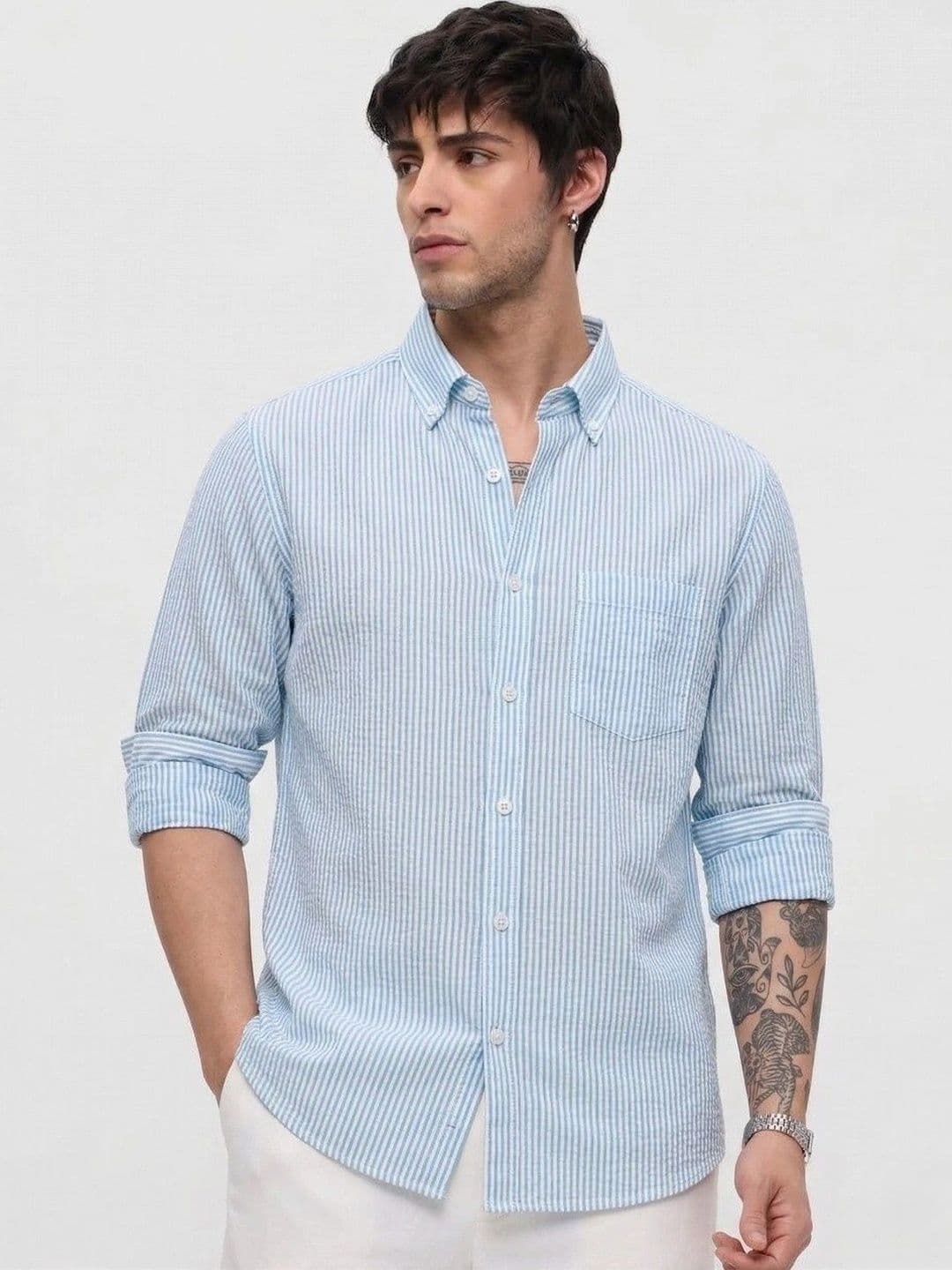 OQUENT Men Standard Striped Casual Shirt - view 1