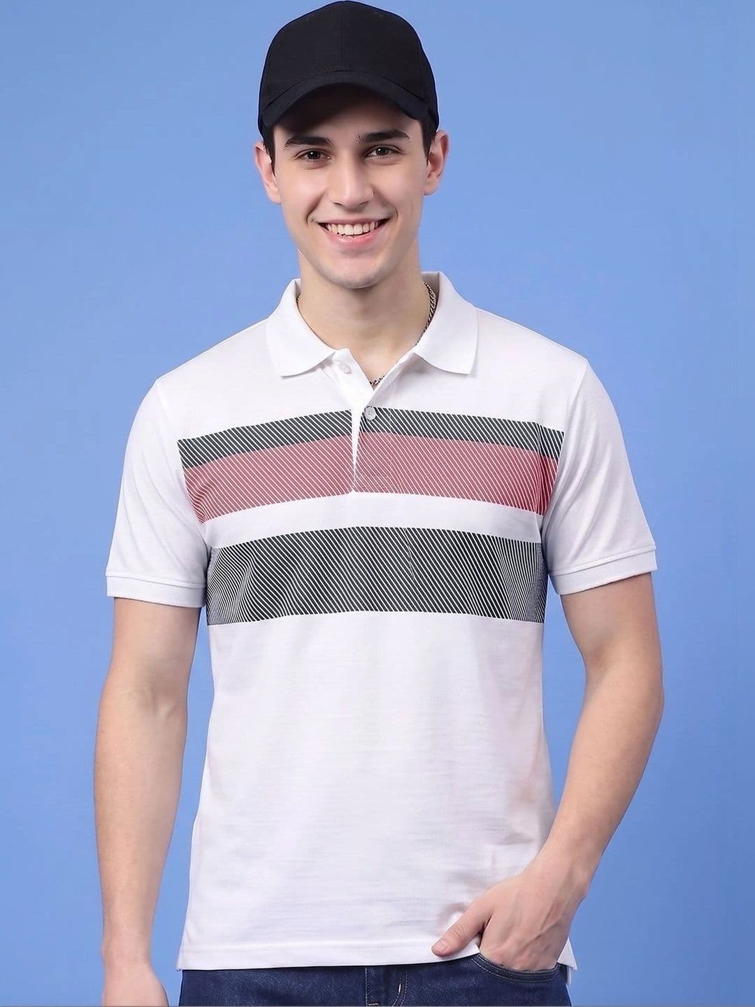 AIN6 Men Printed Polo Collar T-shirt - view 1