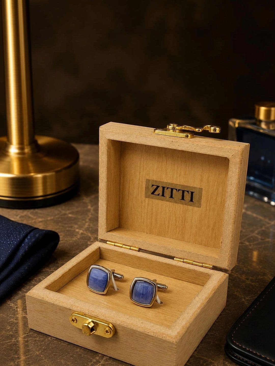 ZITTI Premium Men Stainless Steel Artificial Stones Studded Square Cufflinks - view 1