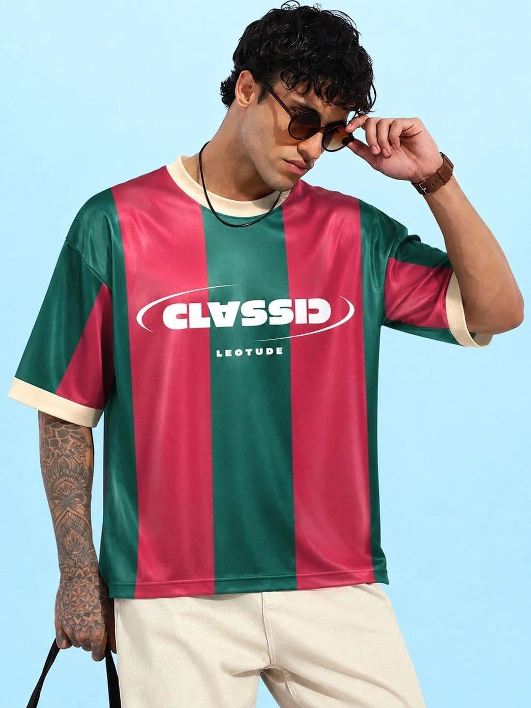 JUST ROAR Men Typography Striped T-shirt - view 1