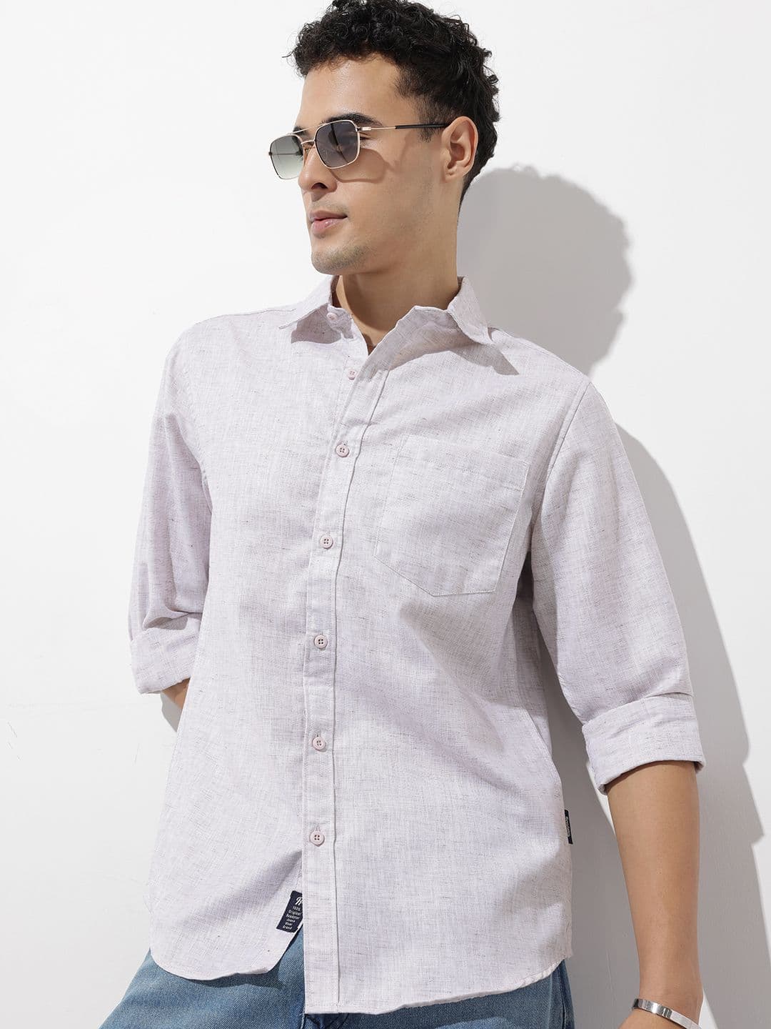 The Roadster Life Co. Spread Collar Cotton Linen Casual Shirt - view 1