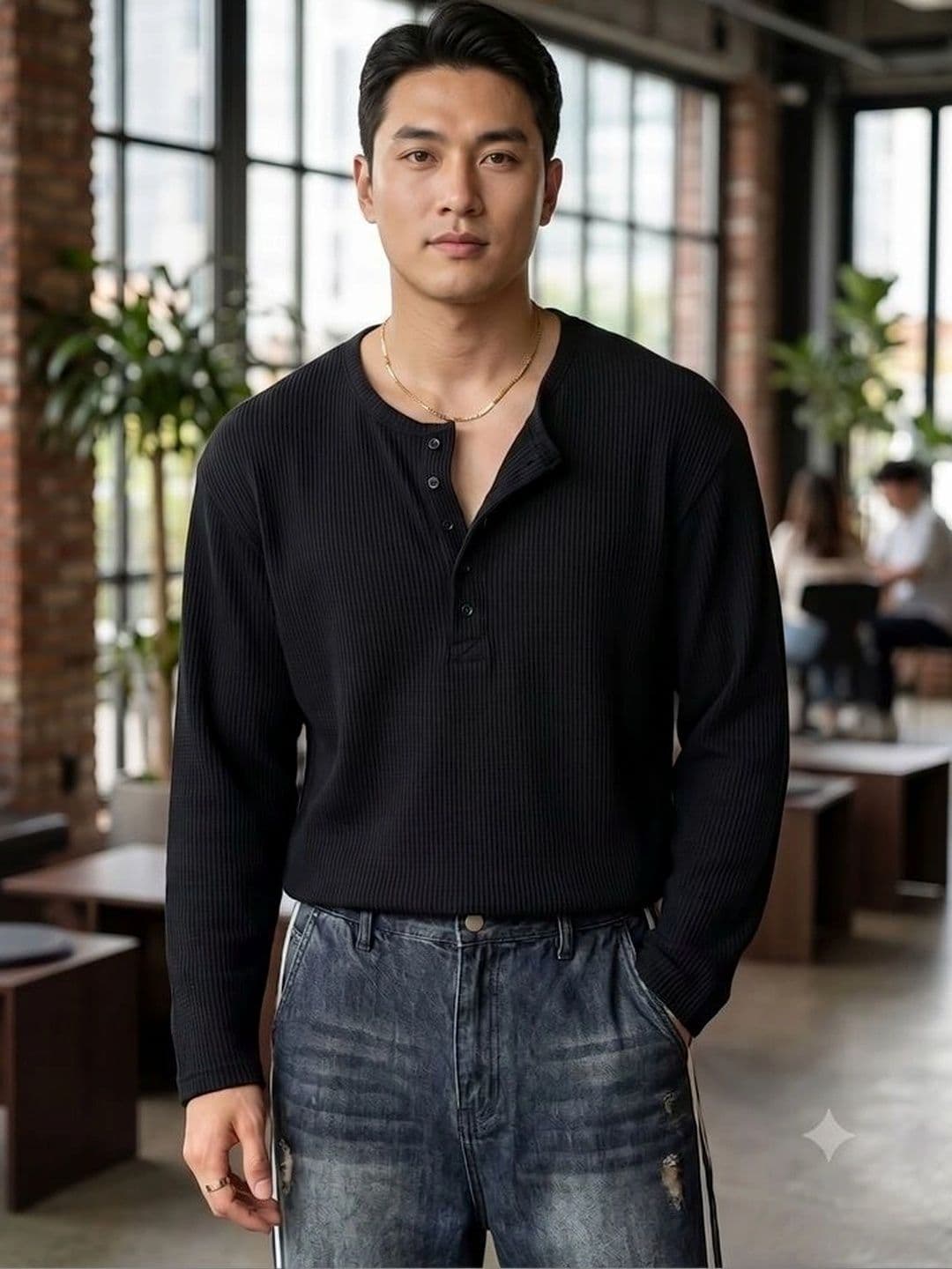 Nyuli Men Henley Neck T-shirt - view 1
