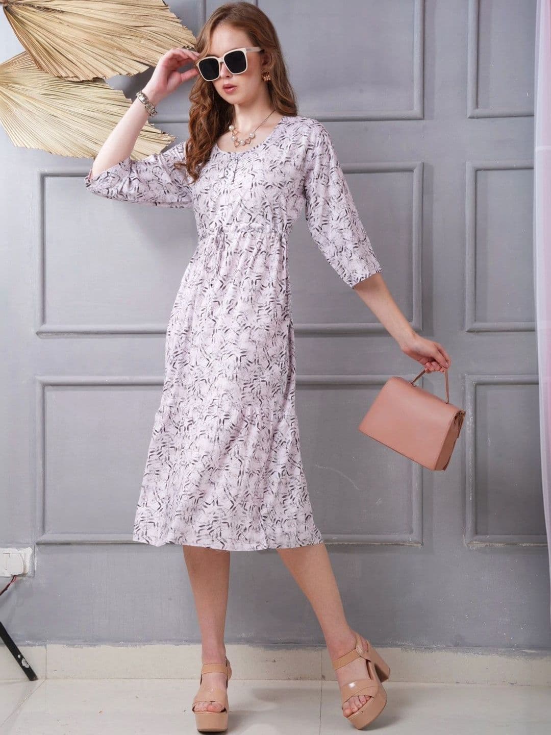 Minelli Print A-Line Midi Dress - view 1
