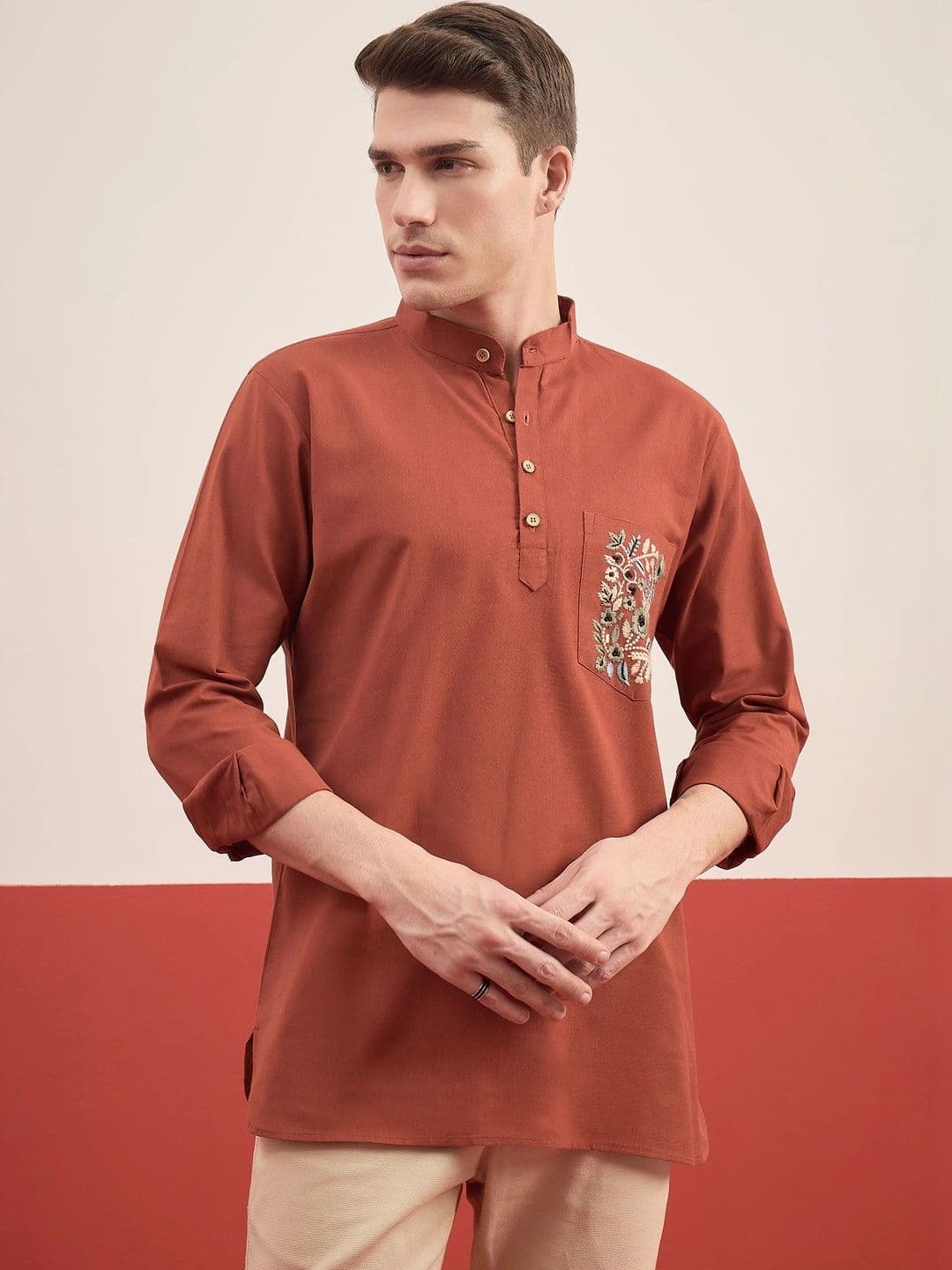 House of Pataudi Men Embroidered Thread Work Kurta - view 1