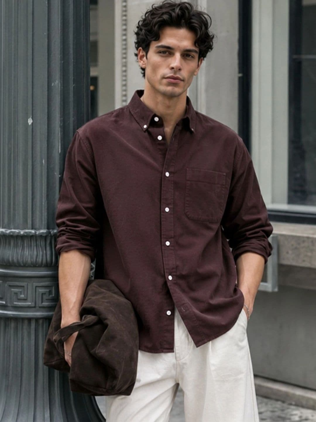 Powerlook Men Regular Fit Button-Down Collar Solid Cotton Casual Shirt - view 1