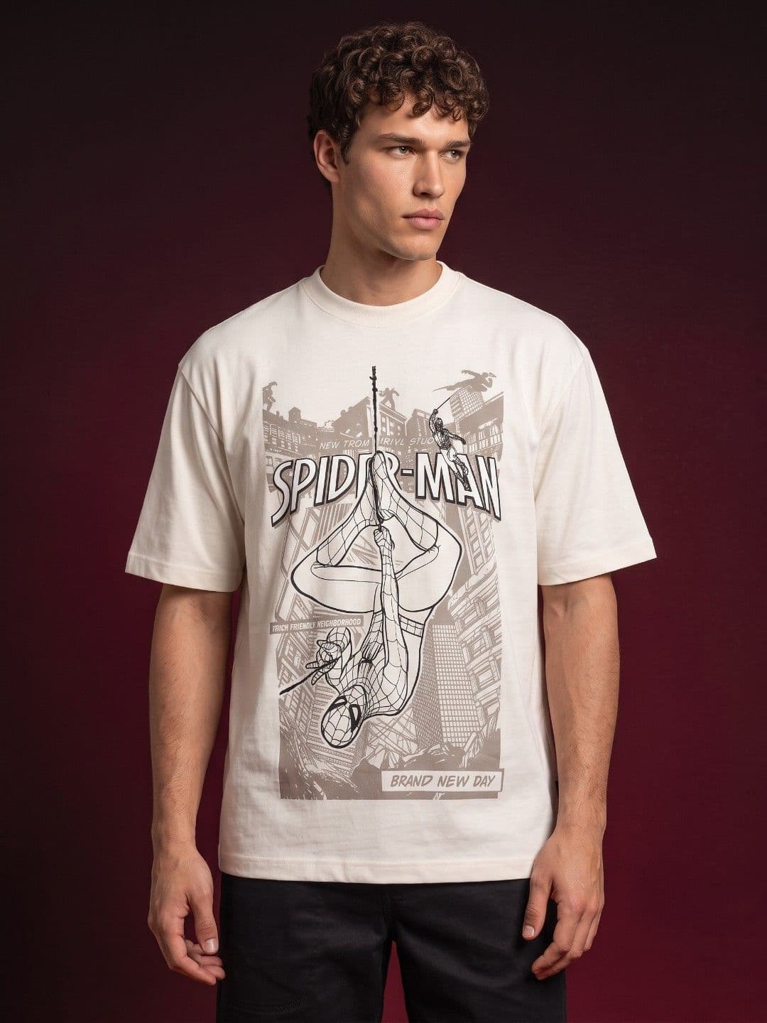 glitchez Spider-Man Superhero Printed Relaxed Fit T-shirt - view 1