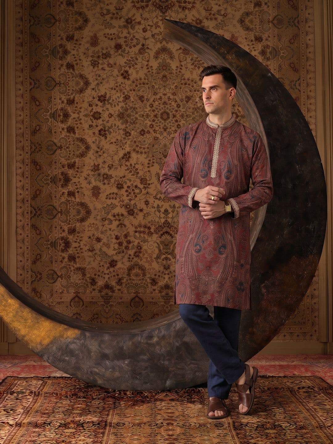 House of Pataudi Jashn Paisley Printed Kurta - view 1