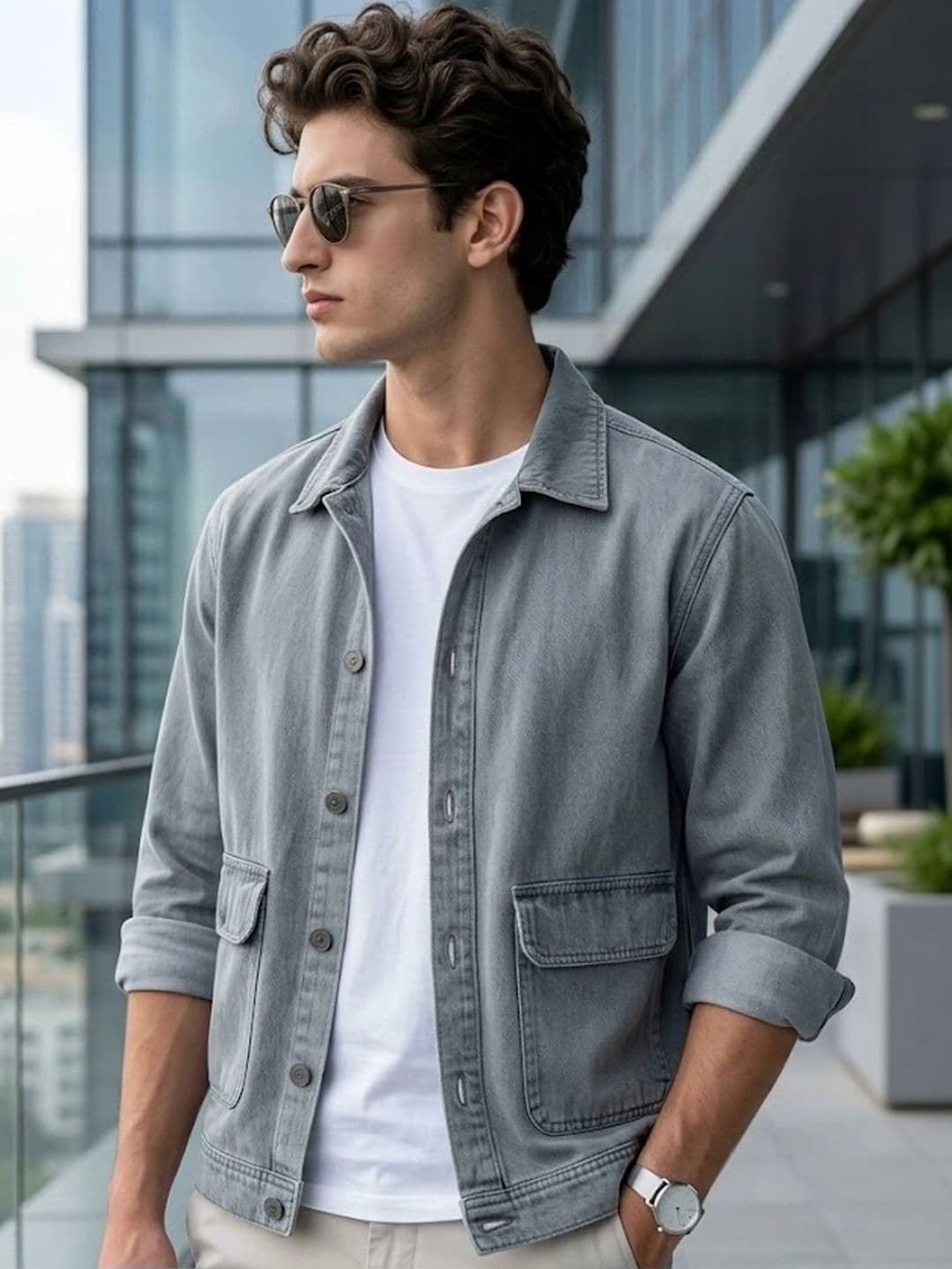 Urbano Fashion Washed Denim Jacket - view 1
