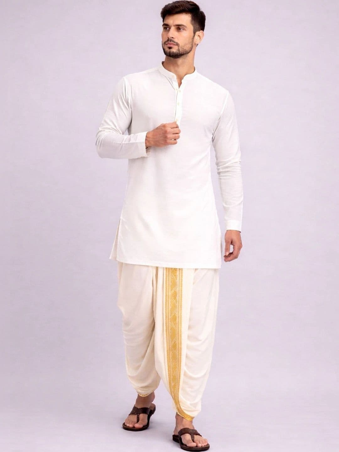 Radhika Handloom Men Embroidered Dhoti Dhotis - view 1