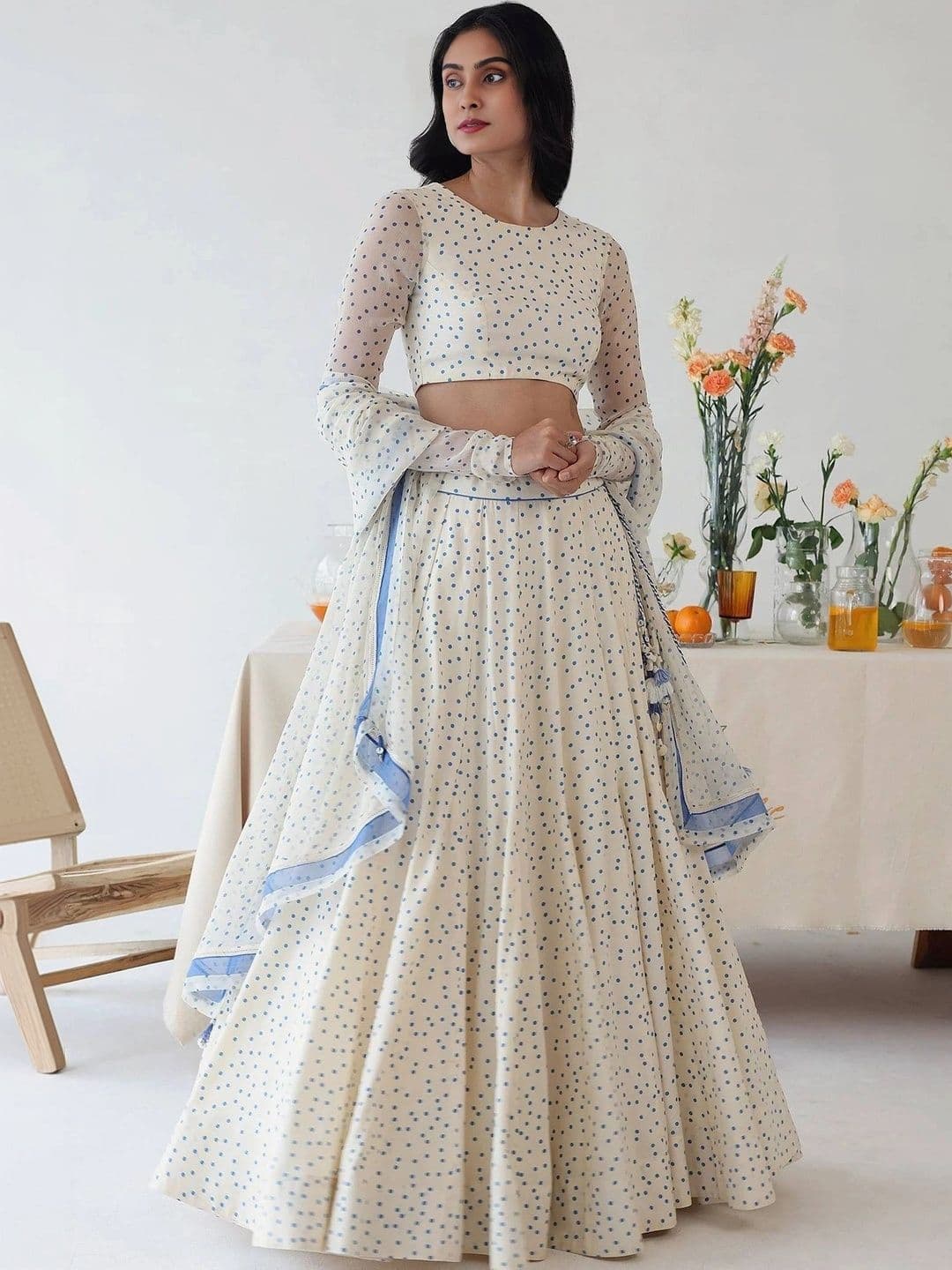 FAB WINDOW Printed Semi-Stitched Lehenga & Unstitched Blouse With Dupatta - view 1