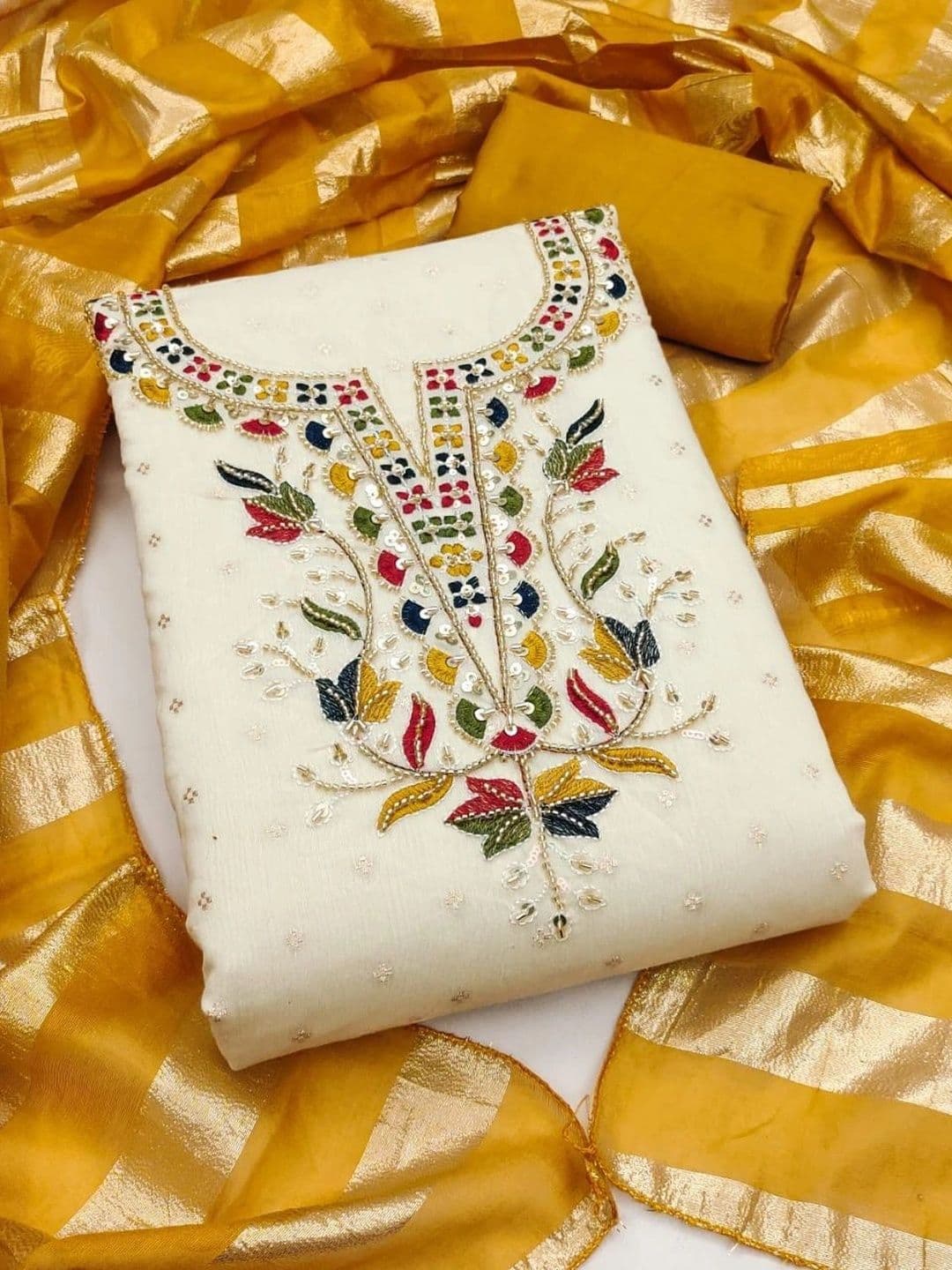 Rangrath Embroidered Unstitched Dress Material - view 1