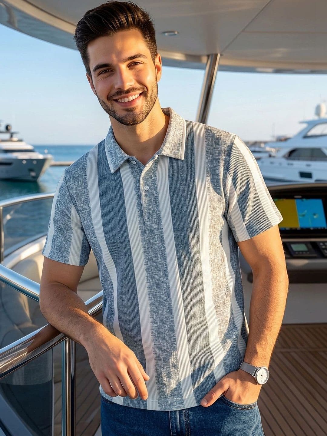 Kook N Keech Men Striped Polo Collar T-shirt - view 1