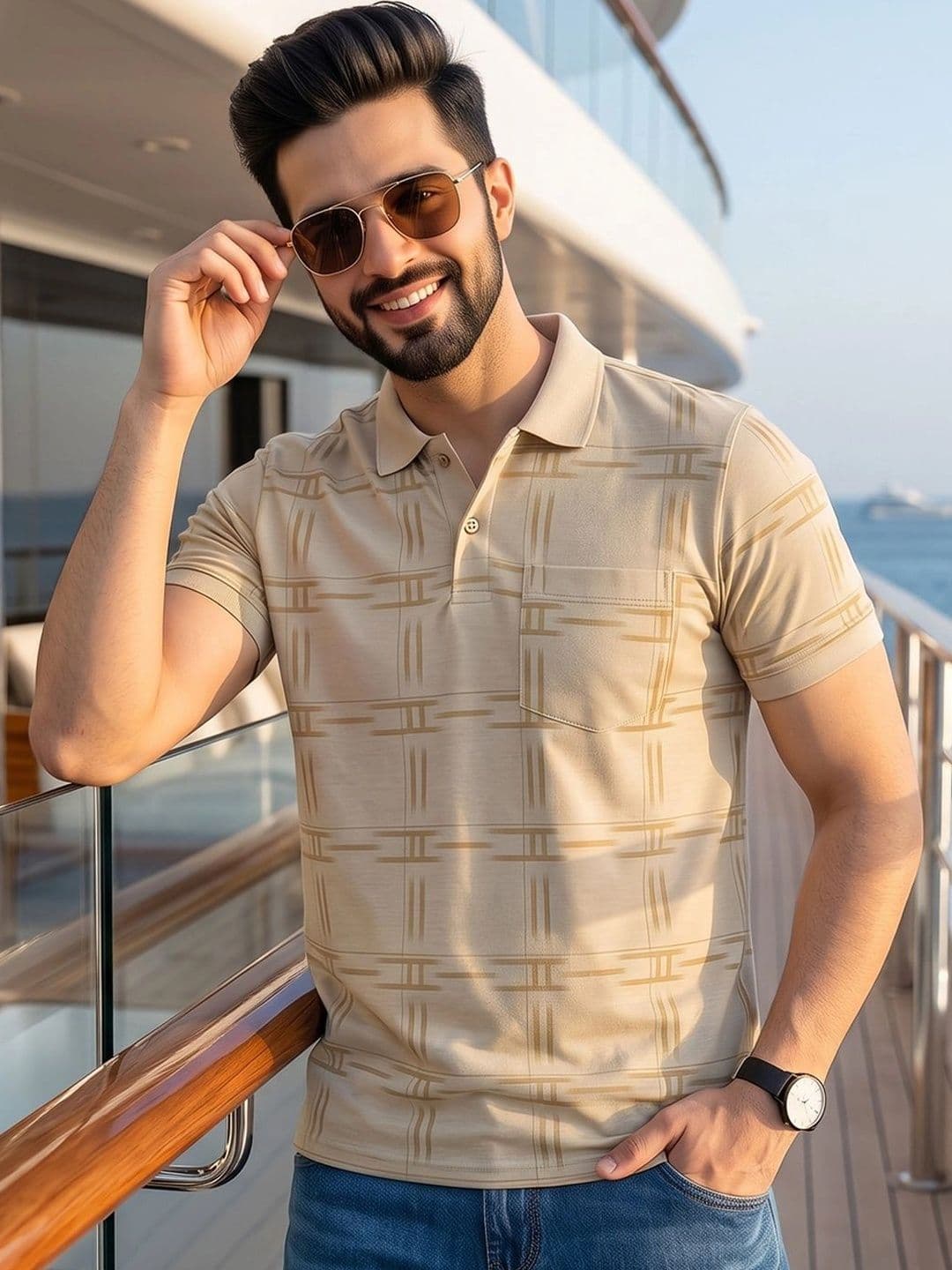 Kook N Keech Men Printed Polo Collar Pockets T-shirt - view 1