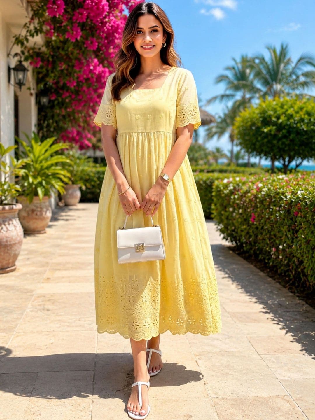 Royal Export Floral Embroidered A-Line Midi Dress - view 1