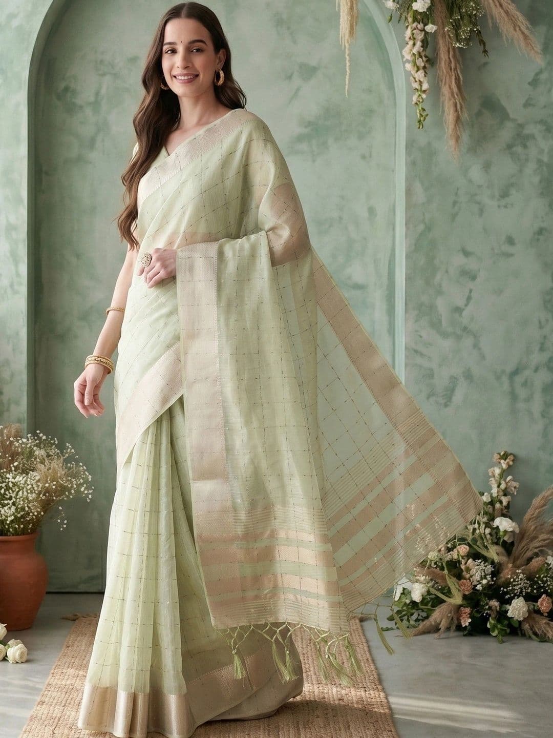 KALINI Woven Design Zari Organza Saree - view 1