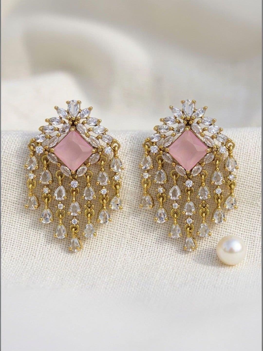 Avirah Pearls Geometric Drop Earrings - view 1