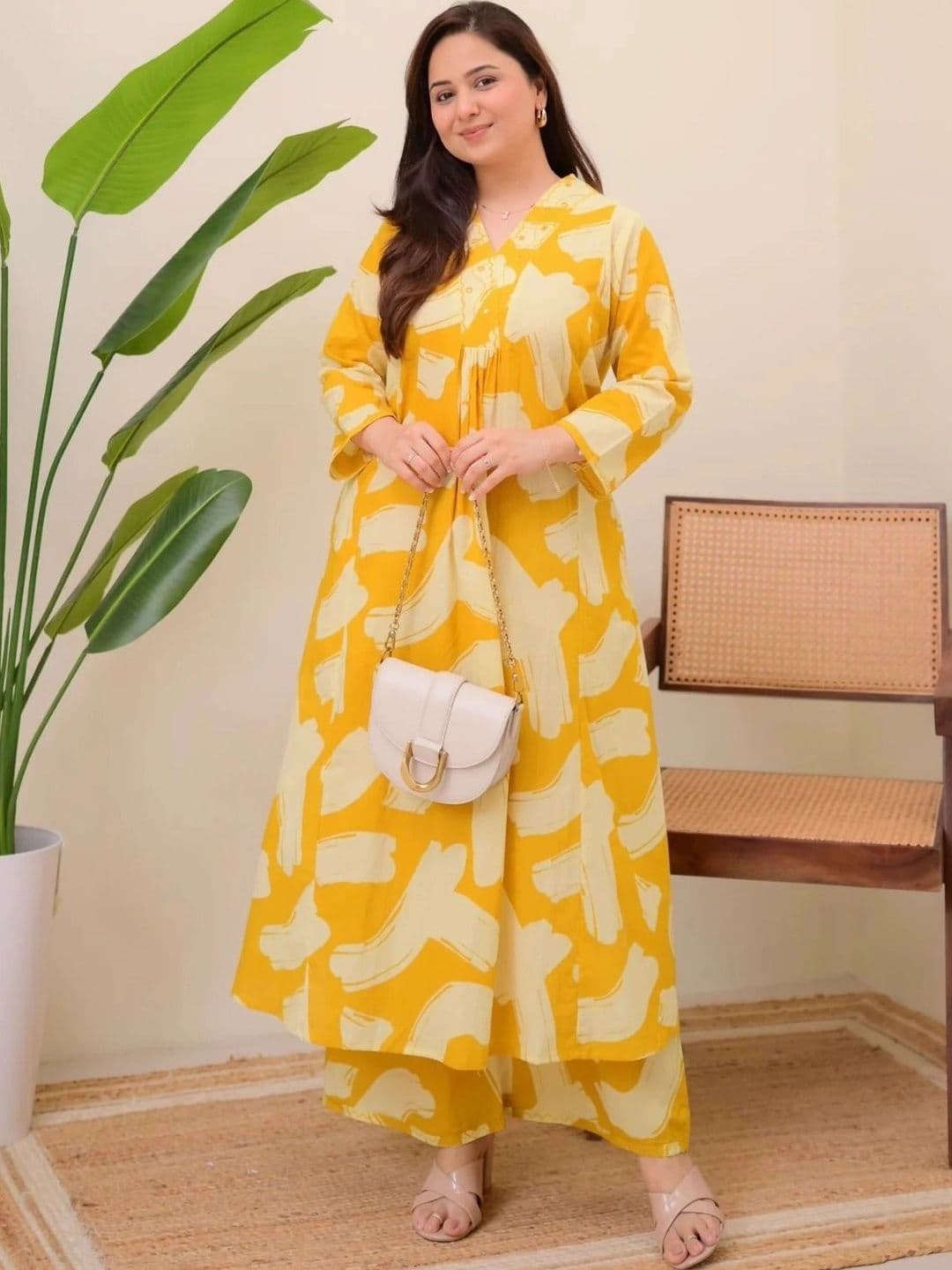 NavNari Cotton Printed Tunic with Palazzos - view 1