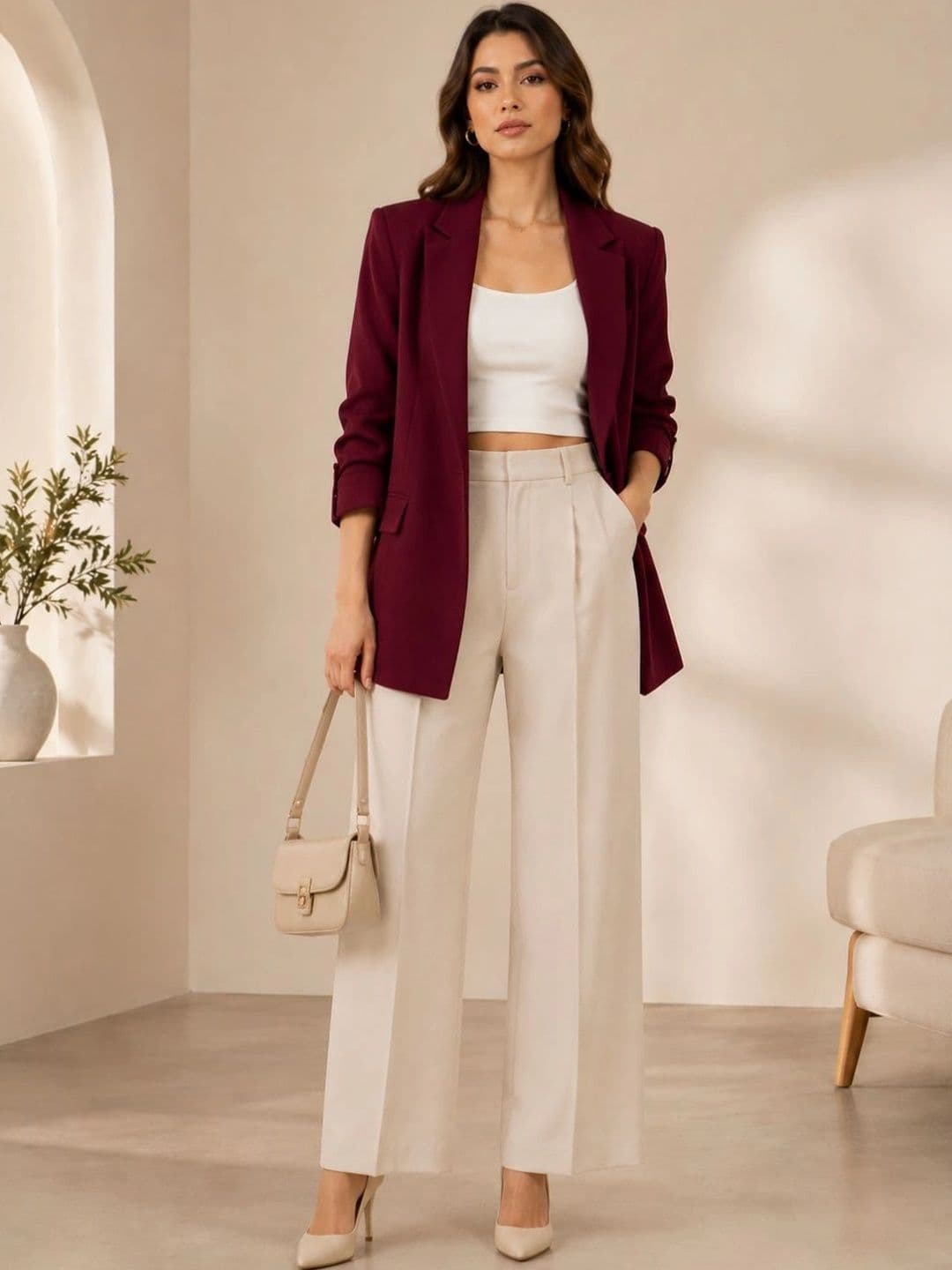 JUNE & HARRY Notched Lapel Single-Breasted Relaxed Fit Formal Blazers - view 1