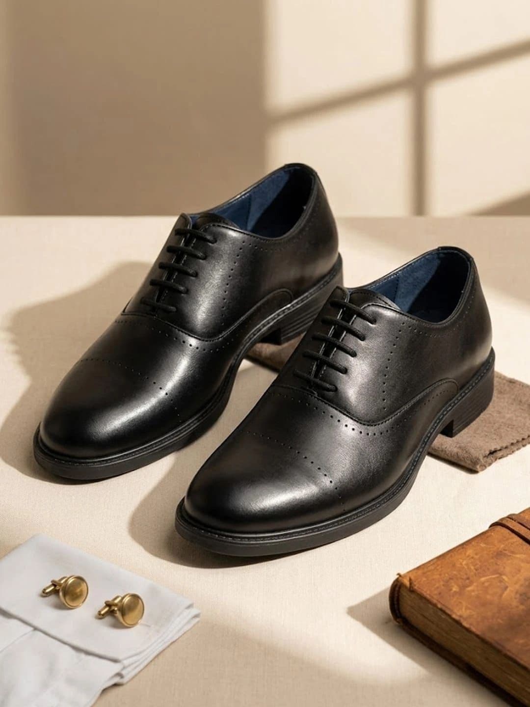 House of Pataudi Men Textured Round Toe Formal Oxfords - view 1