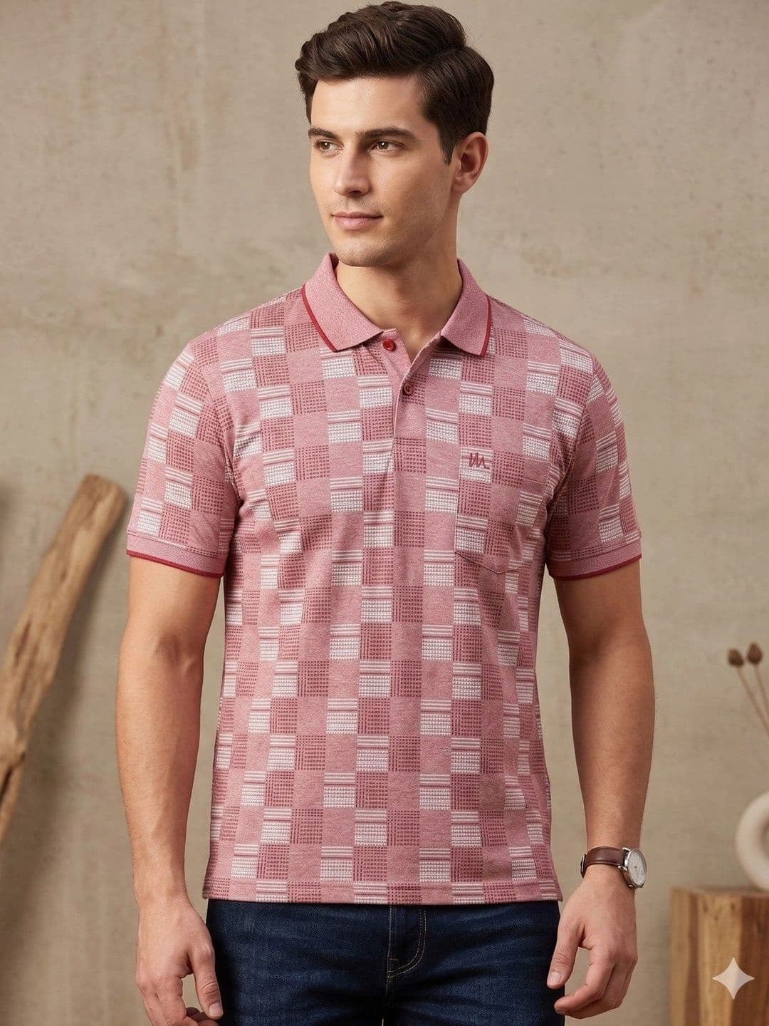 MALER Men Printed Polo Collar Pockets T-shirt - view 1