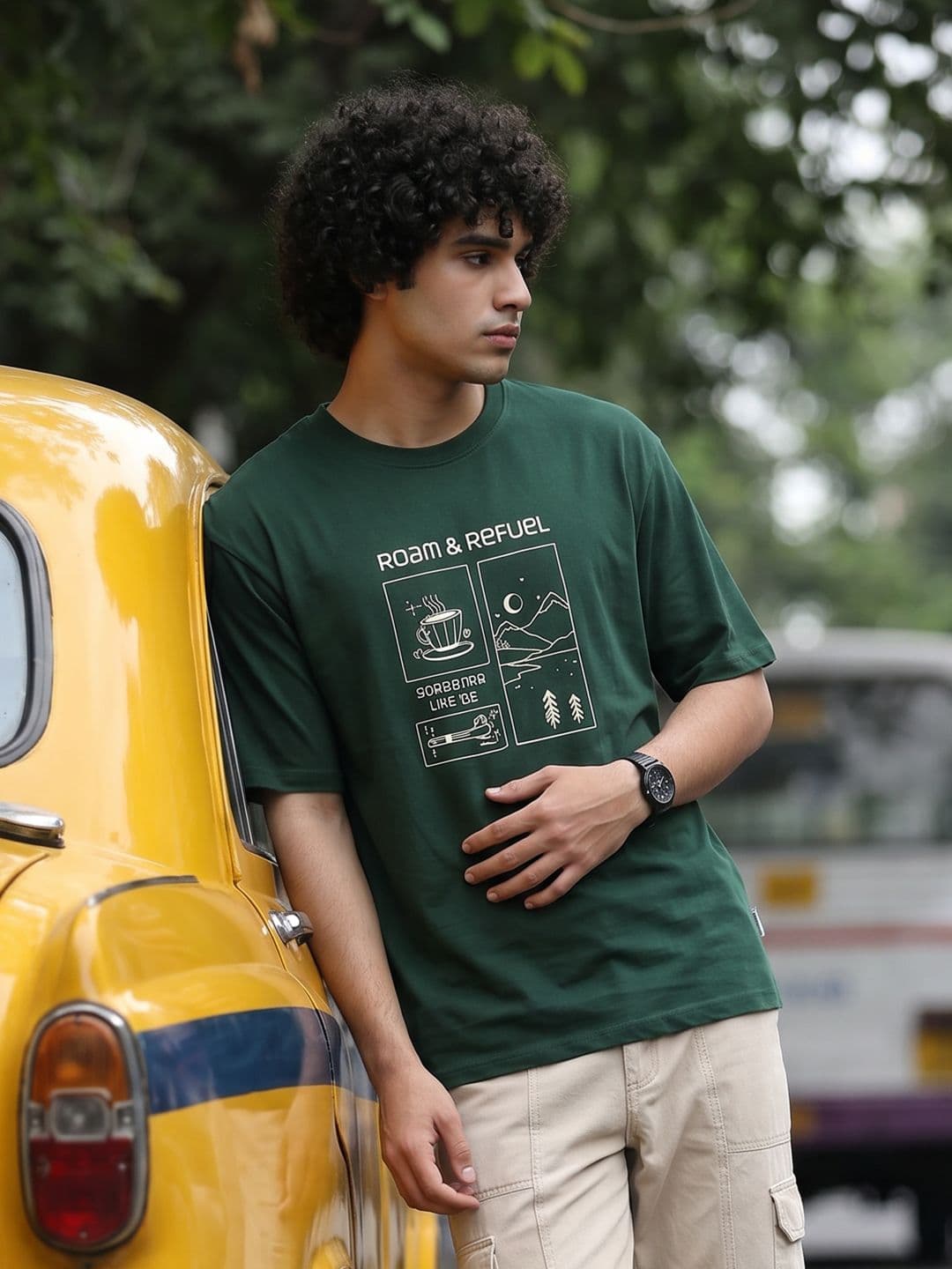 The Roadster Life Co. Graphic Printed Pure Cotton T-shirt - view 1