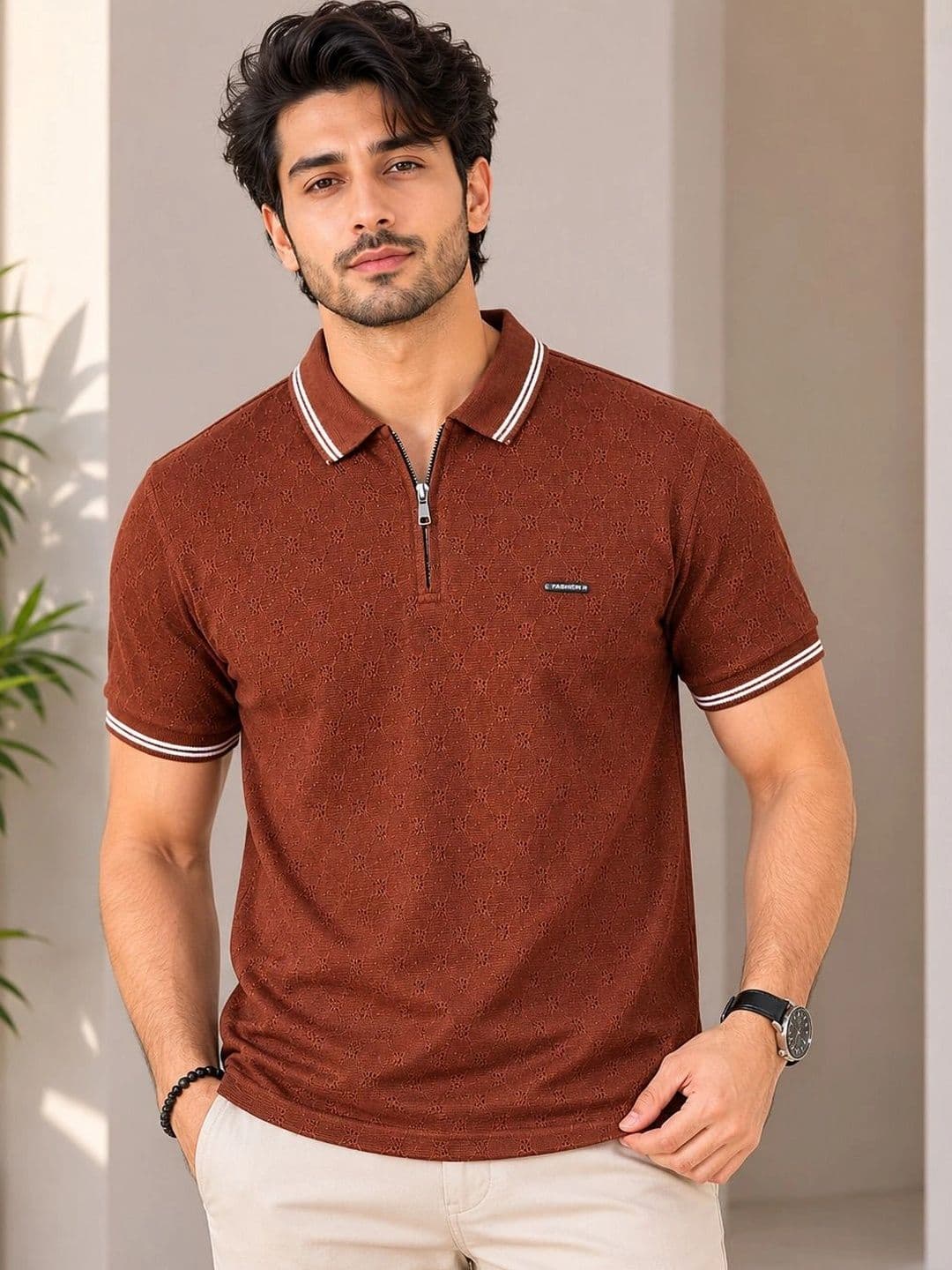 Outfitloop Men Polo Collar T-shirt - view 1