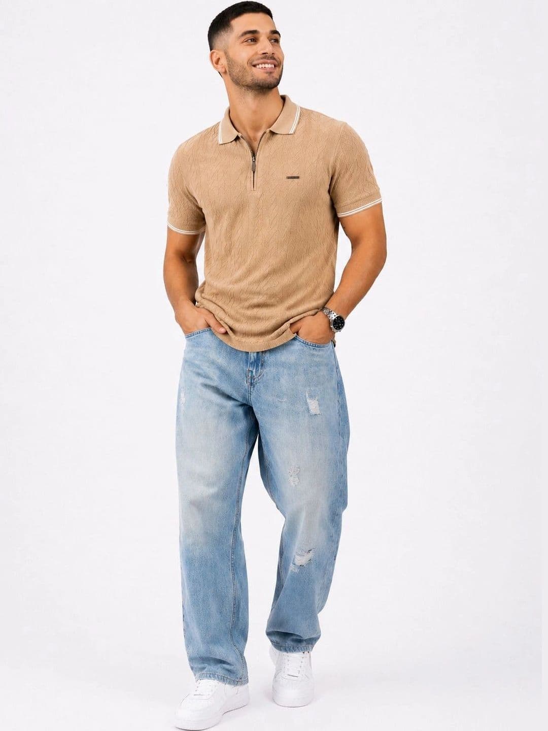 Outfitloop Men Polo Collar T-shirt - view 1