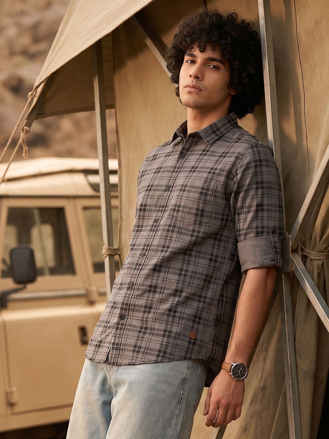 The Roadster Life Co. Tartan Checked Pure Cotton Casual Shirt - view 1