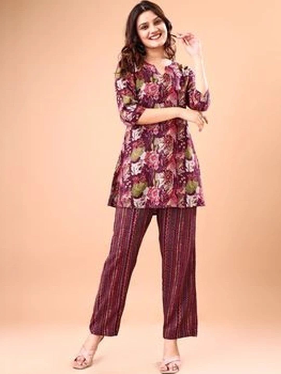 Veda fab Floral Printed Tunic with Trousers - view 1