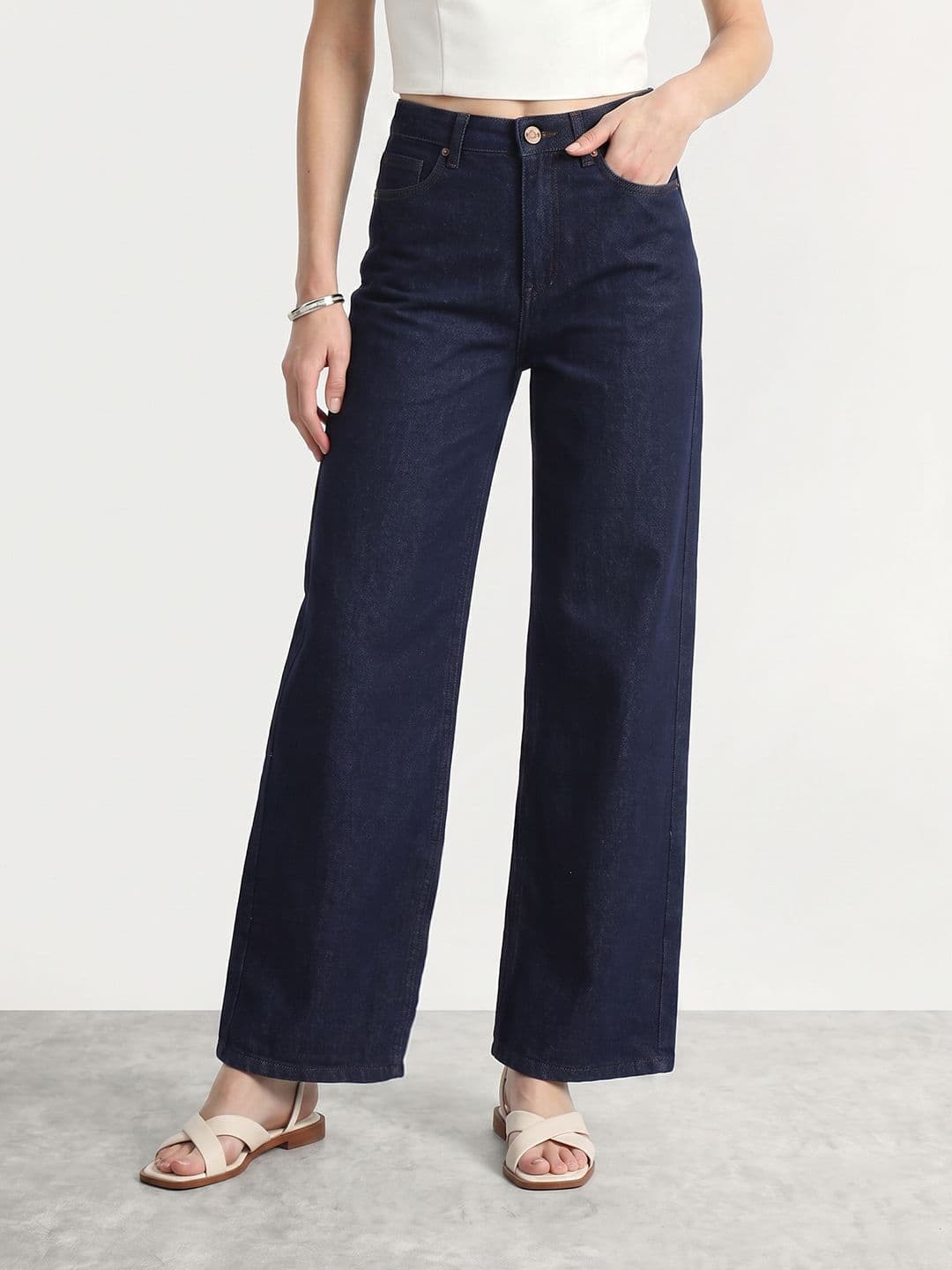 Mast & Harbour Women Wide Leg Stretchable Jeans - view 1