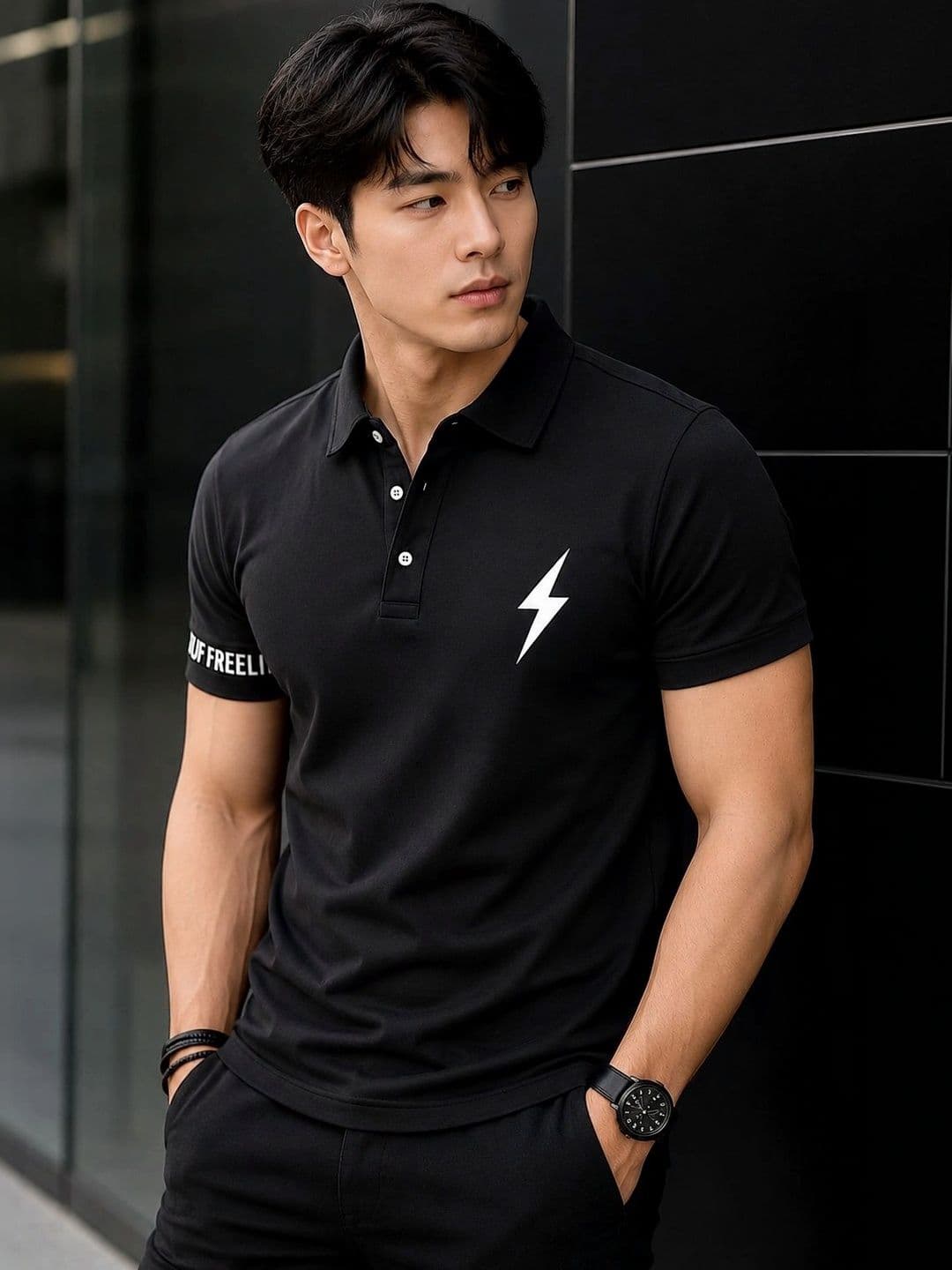 HERE&NOW Men Printed Polo Collar T-shirt - view 1