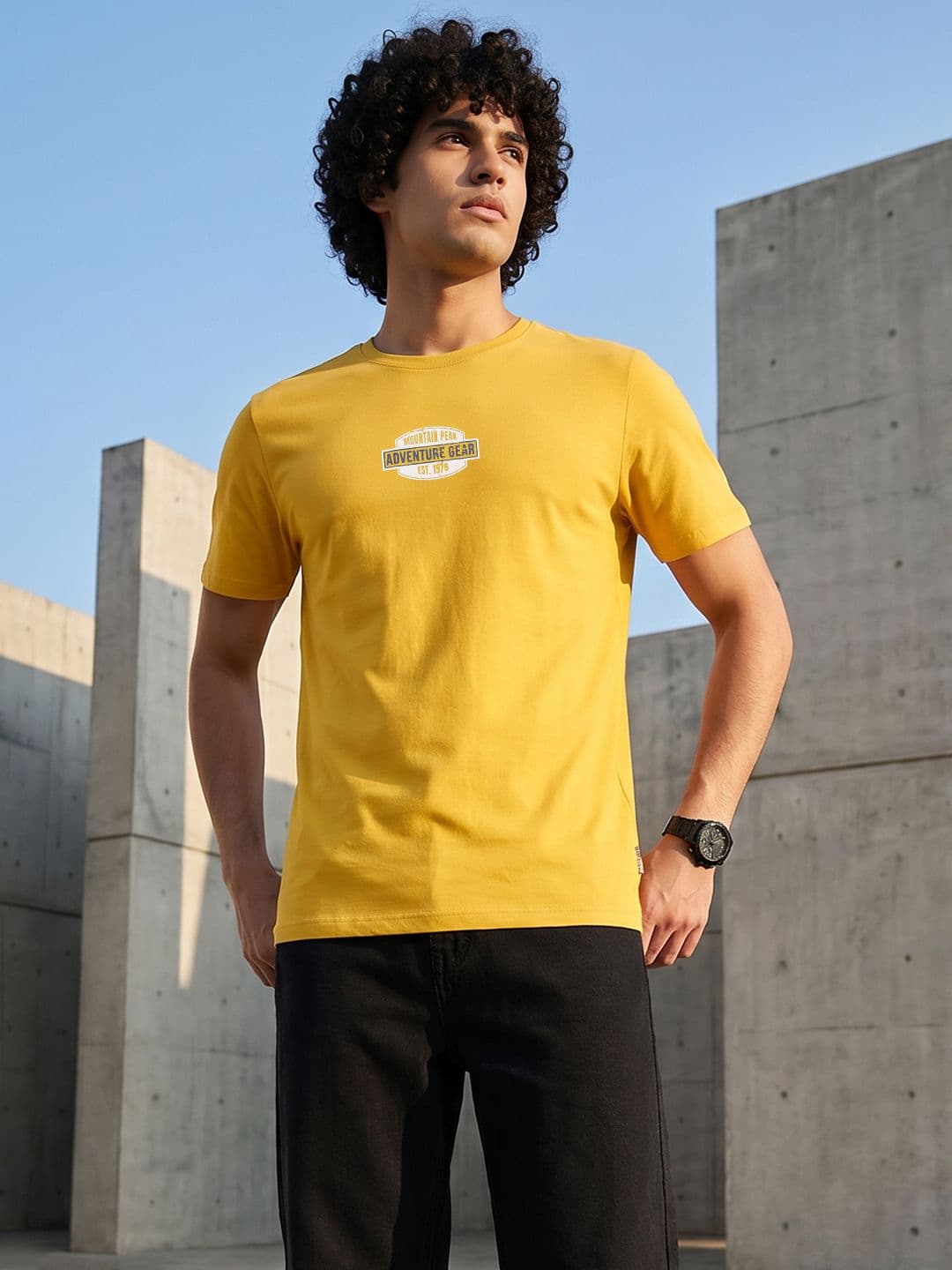 The Roadster Life Co. Typography Printed Pure Cotton T-shirt - view 1