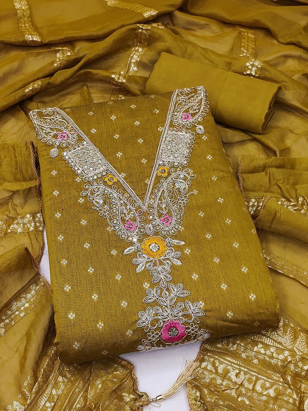 Dhaaga Ghar Embroidered Unstitched Dress Material - view 1