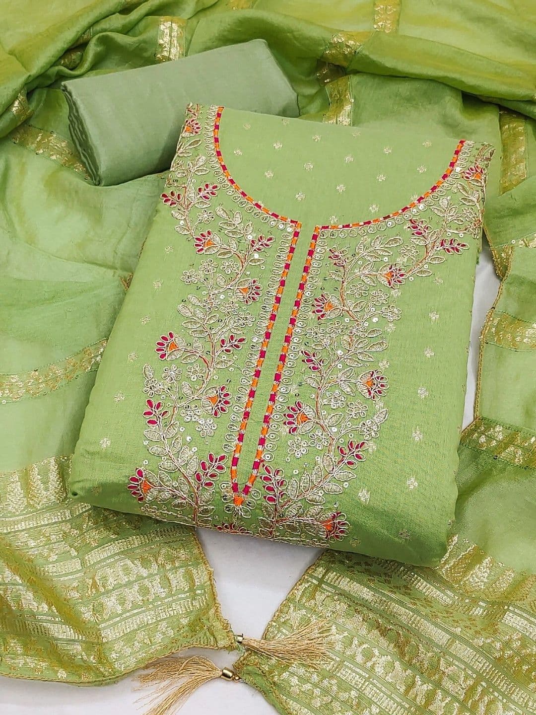Dhaaga Ghar Embroidered Unstitched Dress Material - view 1