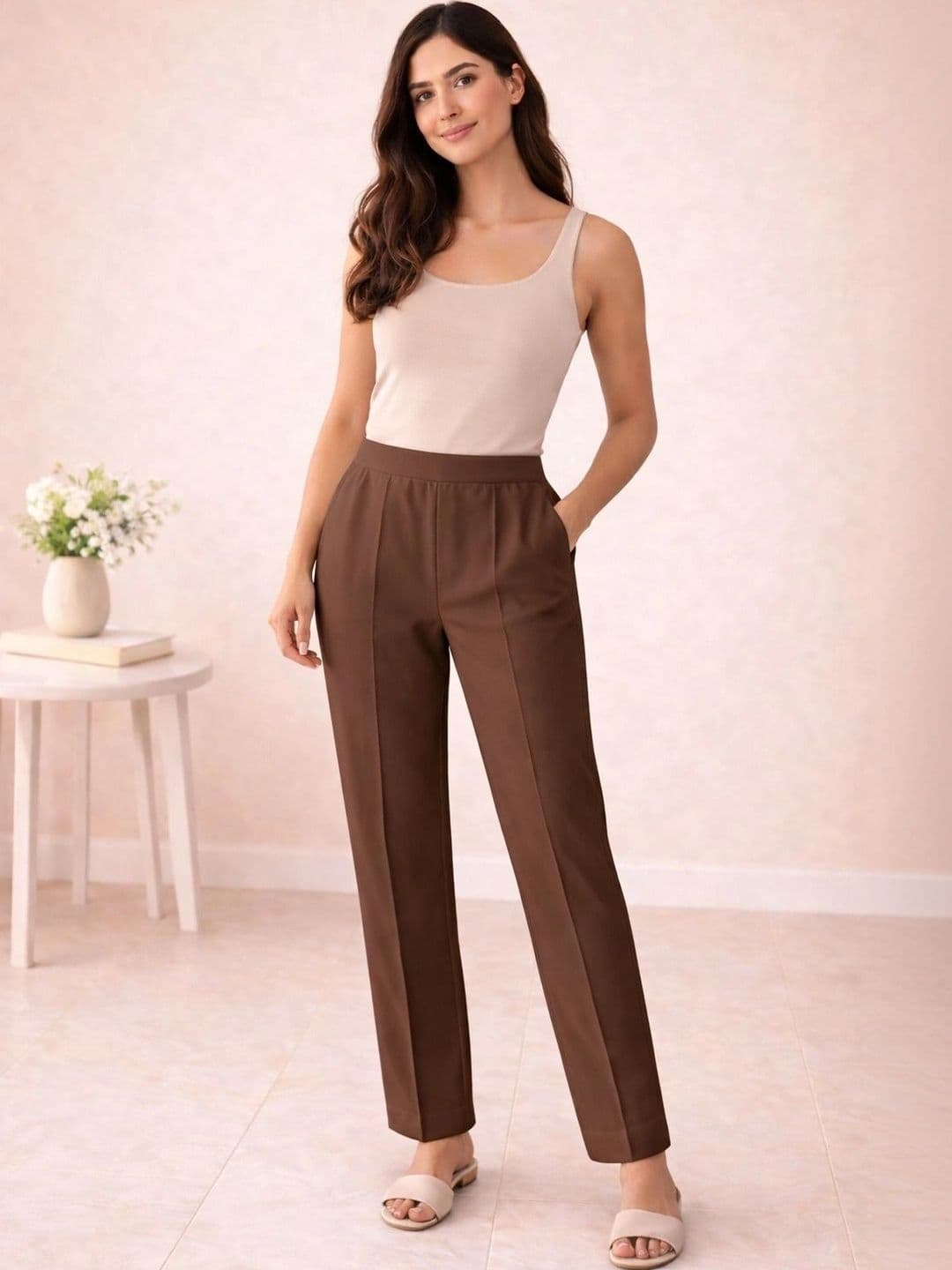 PARNAVI Women Relaxed Straight Leg Easy Wash Trousers - view 1